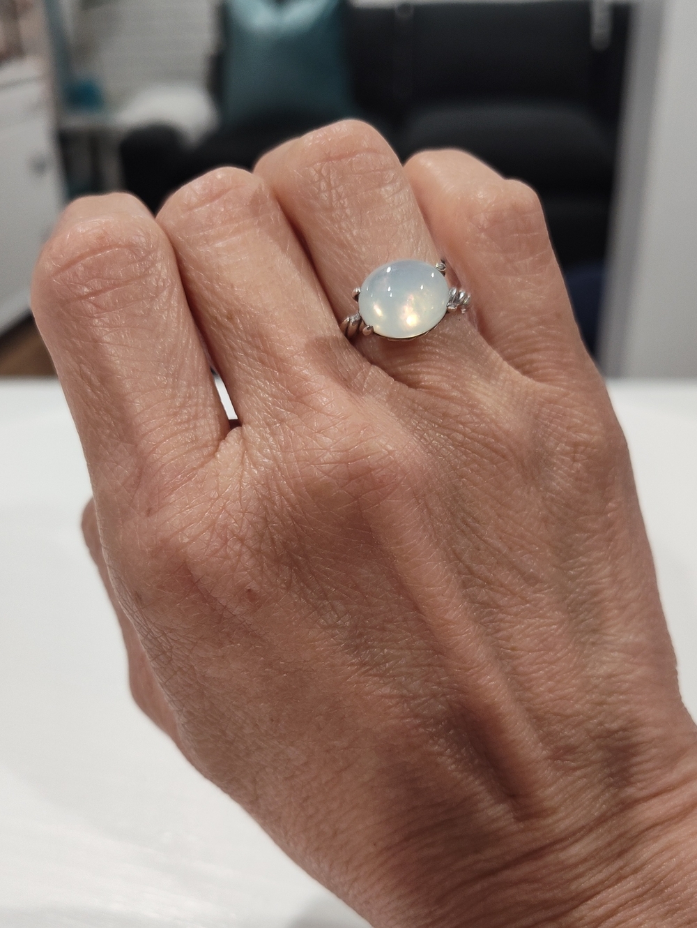 David Yurman Sterling Silver Moonstone Cabochon Ring